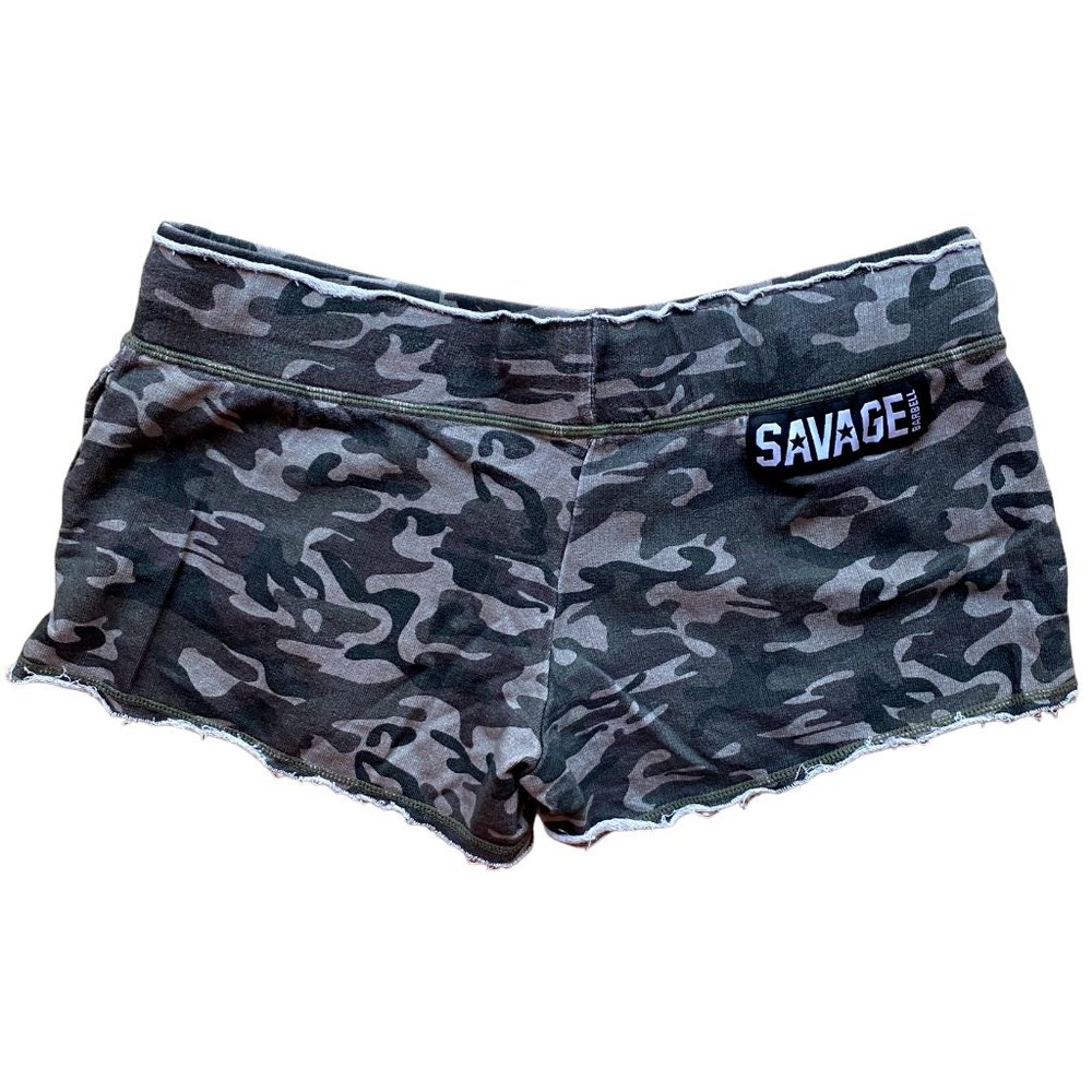 Savage Barbell Camo French Terry Shorts Athletic Lounge Casual Athleisure Sz-M